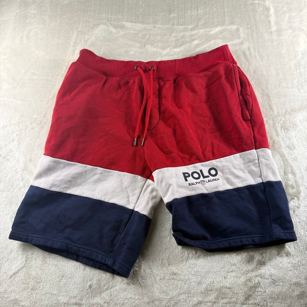 Polo Ralph Lauren Sweat Shorts Men's Size Medium Red White Blue Athleticwear